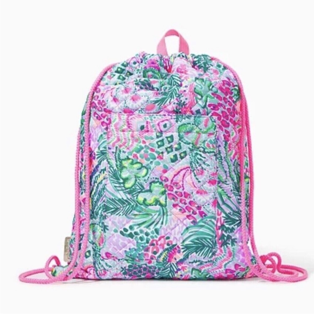 NWT Lilly Pulitzer Quilted Backpack Banana Split Pink Green